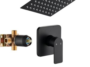 Black Tub Shower Faucet Set Complete with 8-Inch Rainfall Shower Head and Tub Spout Included Shower Valve Tub Shower Trim Kit Matte Black