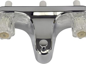 Danco Mobile Home RV Tub Shower Center-Set Faucet, 8 inch, 2-Handle, Chrome with Clear Acrylic Handles (33156X)