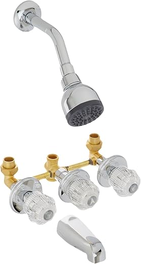 Homewerks Worldwide 10-B83WCHB Three-Handle, One-Spray Bathtub and Shower Faucet Set 5 Year Warranty, Chrome Finish
