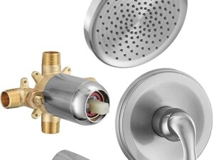 Tub Shower Faucet Set with Valve, Tub and Shower Faucet Set Complete Brushed Nickel, Single-Handle Tub and Shower Trim Kit with High-Pressure 6 Inch Rain Shower Head and Tub Spout